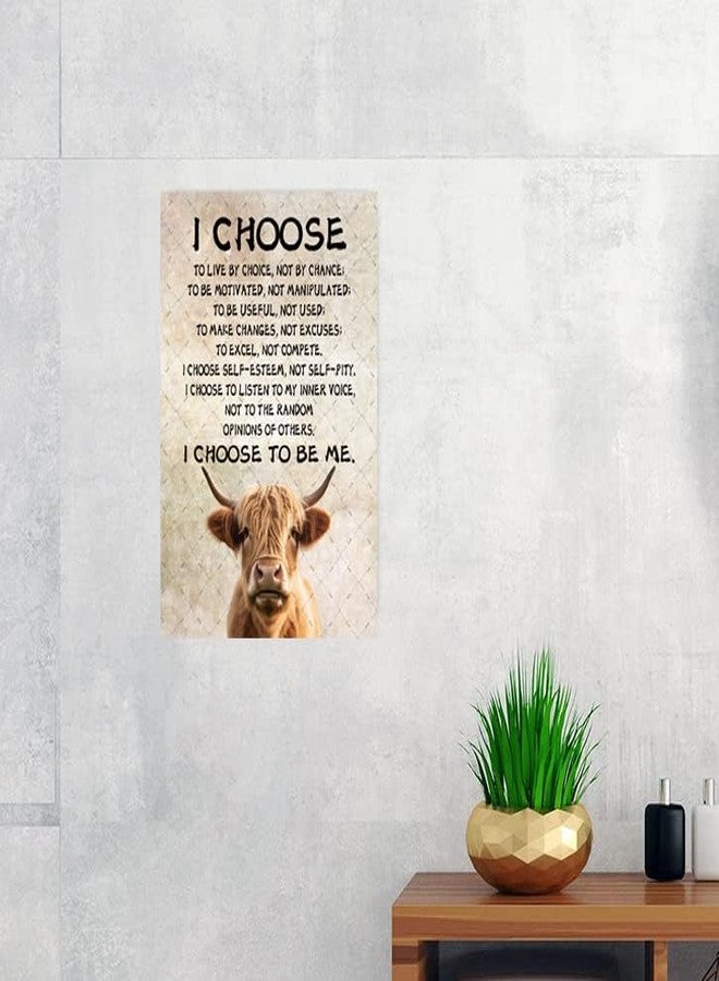 Cusde Highland Cow Metal Tin Sign I Choose To Be Me Wall Decor Motivational Inspirational Quotes Wall Art Retro Decor Vintage Decoration Posters Gifts for Bar Pub Bedroom Living Room 12x8 Inches - Image 5